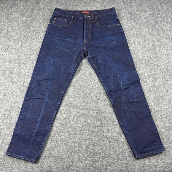 The Unbranded Brand UB691 Jeans Mens 34x29 Blue Tapered 21oz Red Weft Selvedge